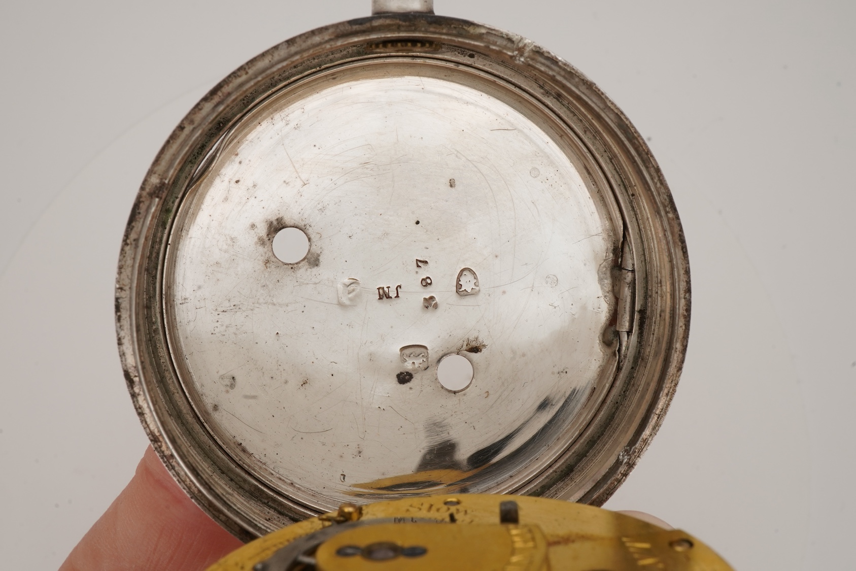 A late George III silver pair cased single fusee lever keywind patent pocket watch with alarm, by Viner, Royal Exchange & New Bond Street, London